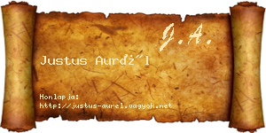 Justus Aurél névjegykártya